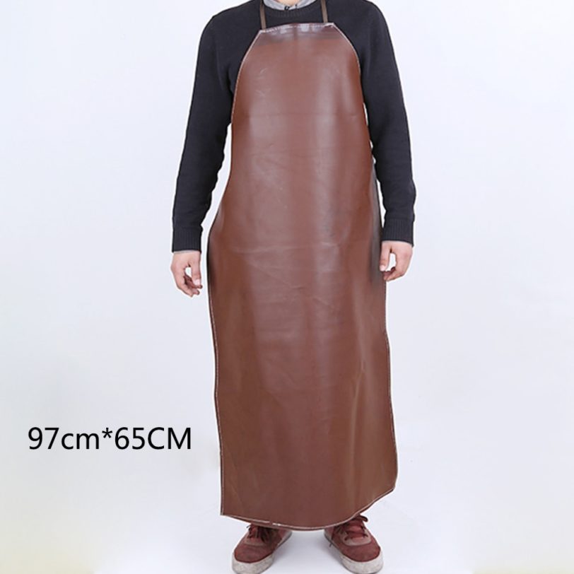 Unisex Solid Waterproof Adult Easy Clean Kitchen Anti dirt Leather Bib Hang Neck Lengthen Oil Proof