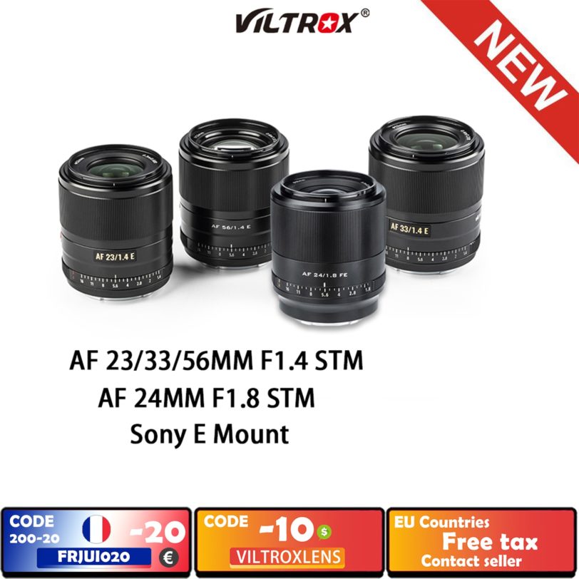 VILTROX 23/33/56mm F1.4 24MM F1.8 Auto Focus Large Aperture APS-C Lens for Sony Lens E-mount Camera Lens A9 A7RIV A7II A7S A6600