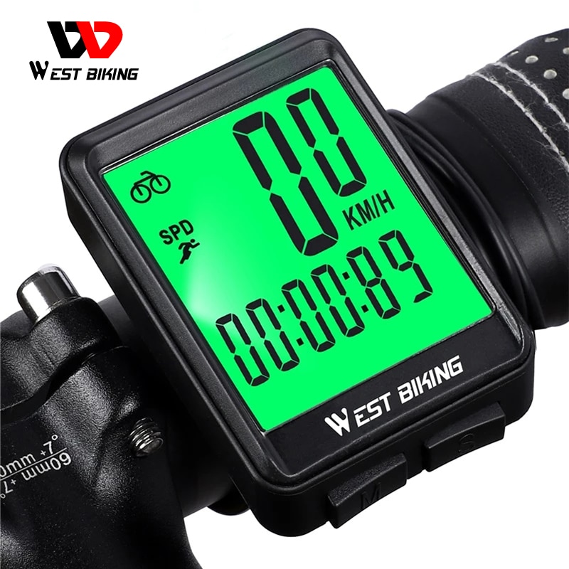 WEST BIKING Bicycle Computer Wireless Wired Waterproof Cycling Stopwatch MTB Bike Speedometer Odometer LED Backlight Stopwatch
