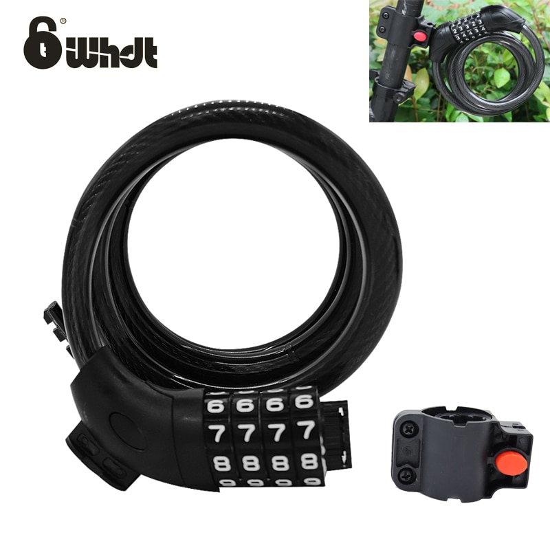 WHDT security 4 5 digits combinaton bicycle lock cable bike lock chain heavy duty cables bike