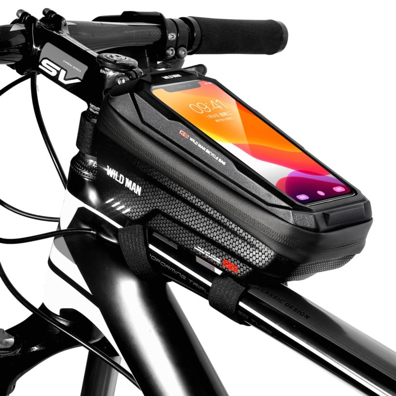 WILD MAN Rainproof Bicycle Bag Frame Front Top Tube Cycle Cycling Bike Bags Waterproof 6.5in Phone Touchscreen MTB Accessories