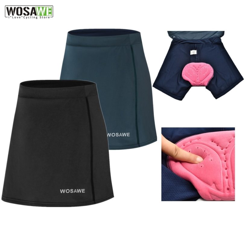 WOSAWE Women s Cycling Skirts Shorts with Gel Padded Gel Black Underpant Bicycle Underwear Ladies skirt