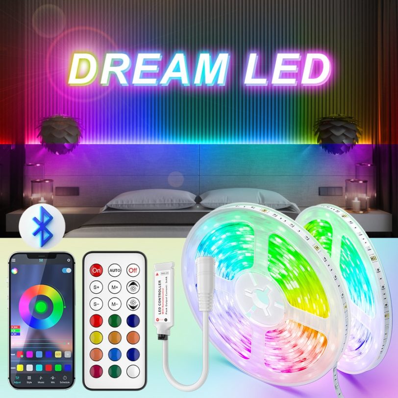 WS2811 Dream RGB Led Strip Lights Bluetooth Addressable Ws2812b LED Lights For Room Rgb Led Tape 5050 Diode Ribbon Wifi Control