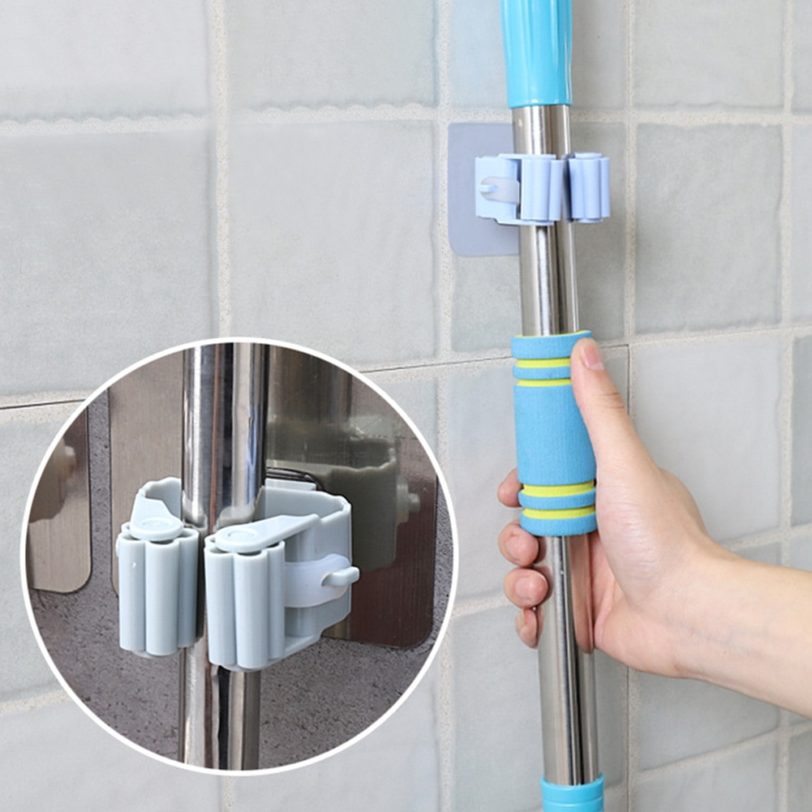 Wall Mounted Hanger Organizer 1Pc Mop Broom Holder No-slip Gripper Self for Hanger Mop Hook Racks Kitchen Bathroom Adhesive