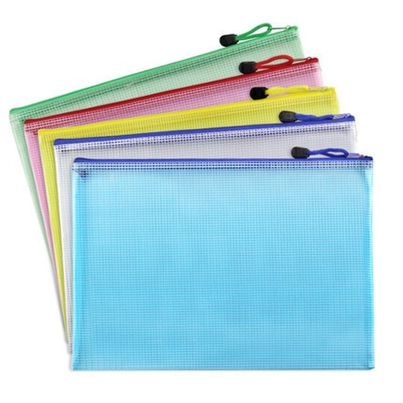 Waterproof Fiber Mesh File Folder Bag Document Pouch Office School Staff Students Stationery Book Pencil Pen