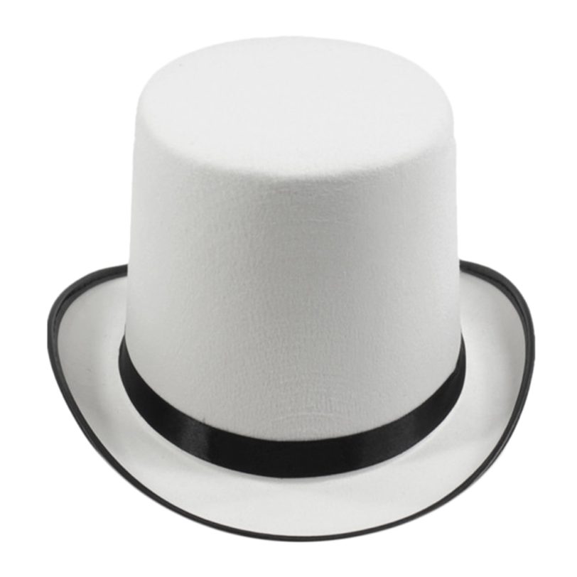 White Magician Top Hat Party Caps Men Womens Fancy Dress Costume Accessory