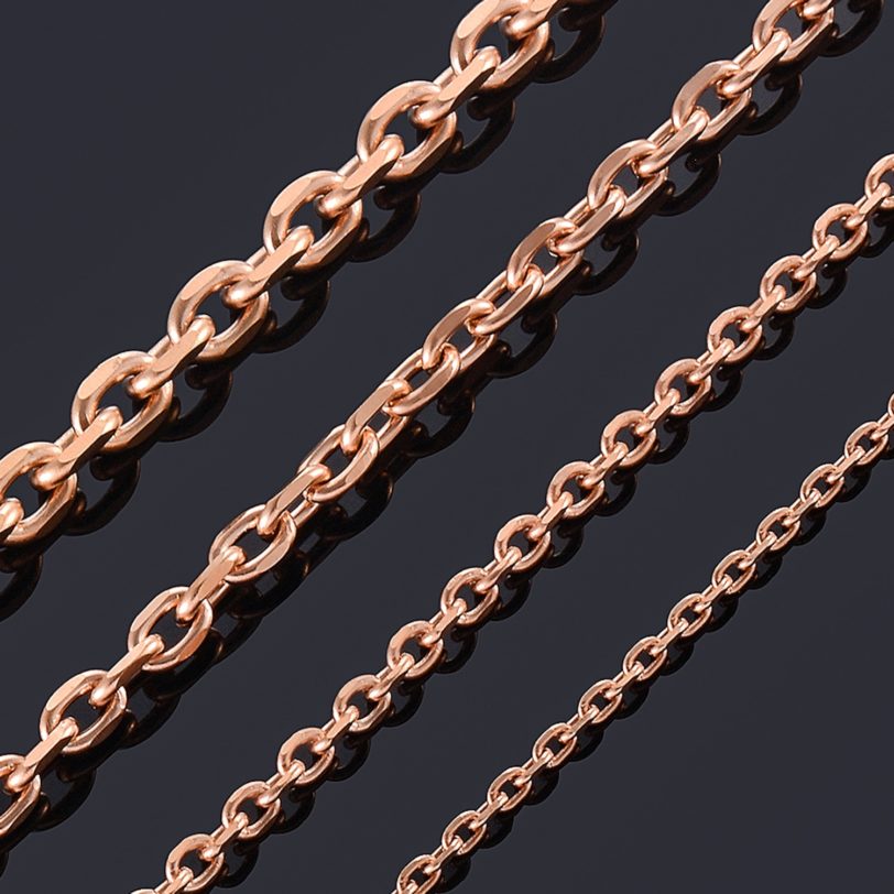 Width1.6/2/2.4/3/4/5mm Fashion Rose Gold Tone Stainless Steel Women Men Cuban Chain Oval Necklace Top Quality Fashion Jewelry