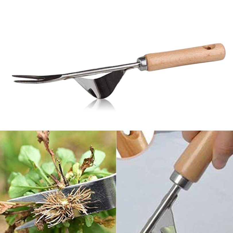 Wood Handle Stainless Steel Garden Weeder Hand Weeding Removal Cutter Puller Tools Multifunction Weeder Transplant