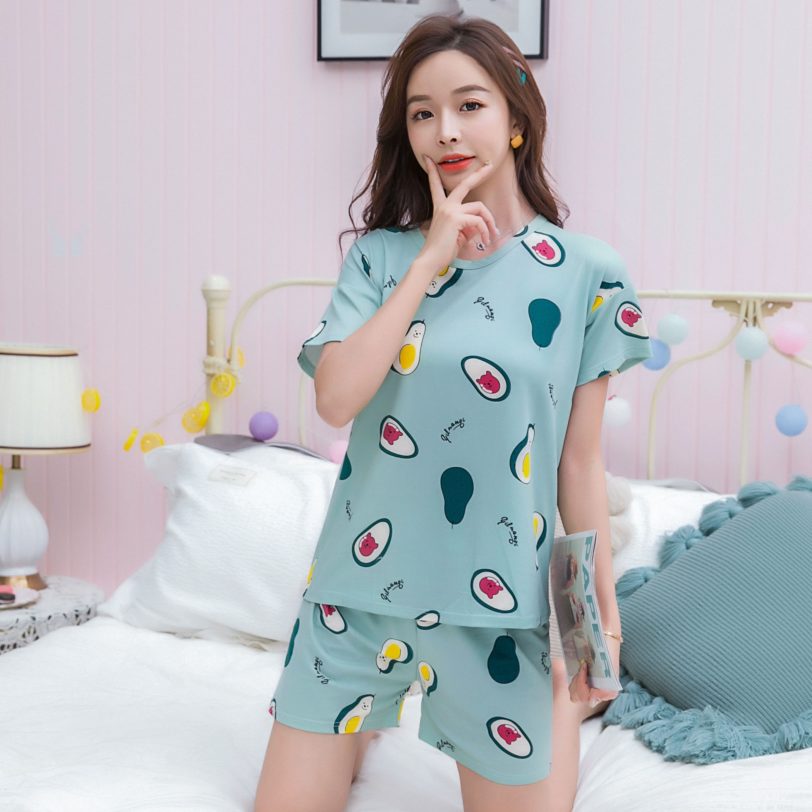 Yeebooter Summer Women Pajamas Set Cartoon Print Cute Sleepwear Short Sleeve Pijamas Mujer Leisure Homewear Girls Tracksuit