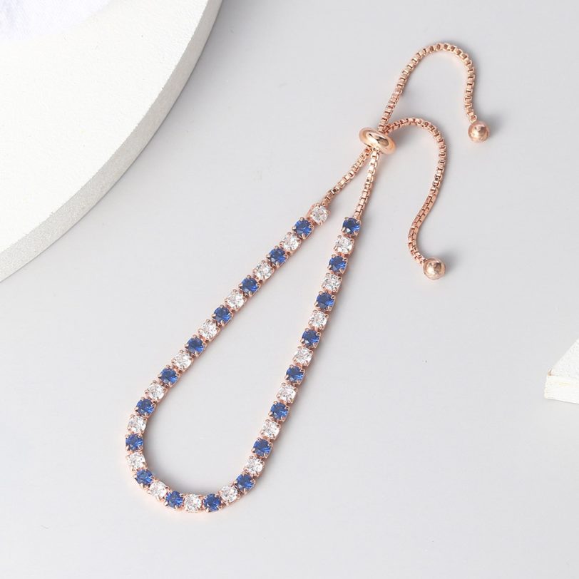 ZHOUYANG Tennis Bracelets For Women Simple Blue Round Zircon Rose Gold Color Girls Bracelet Jewerlly Fashion Korean Jewerly H055