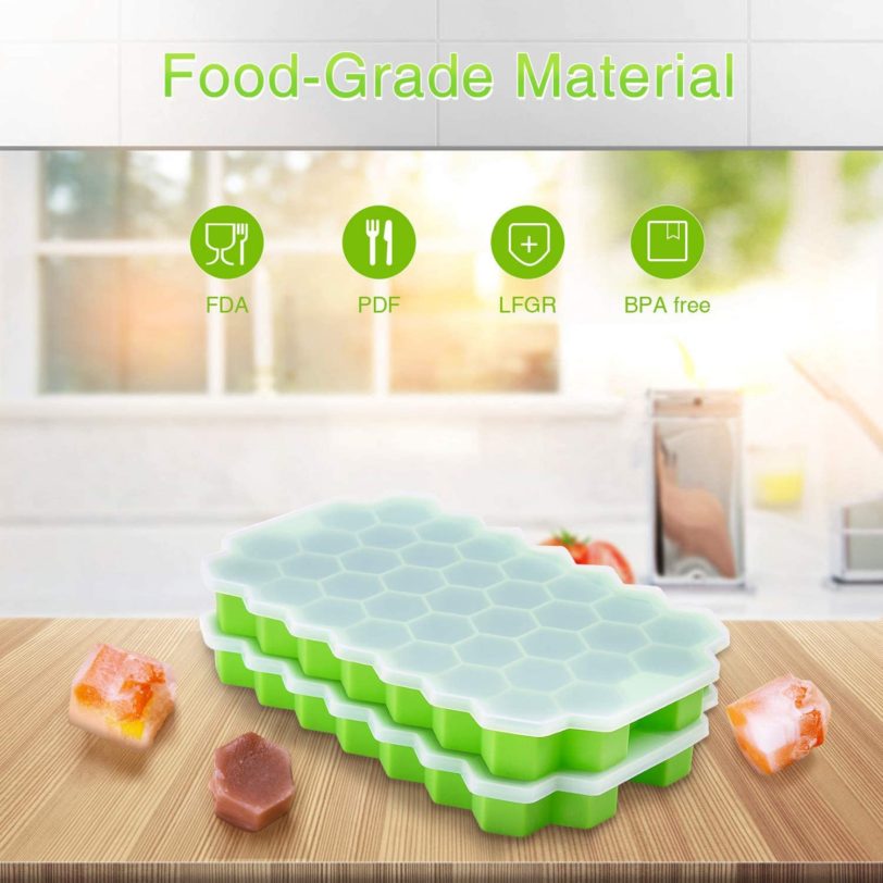 ZK30 Honeycomb Ice Cube Trays with Removable Lids Silica Gel Ice Cube Mold