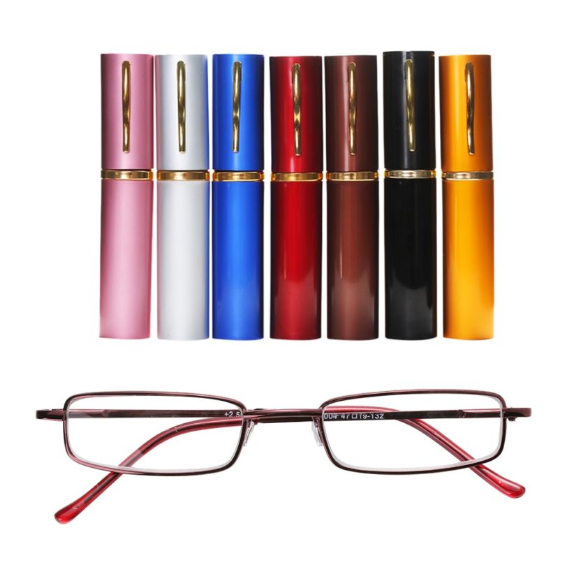 1.0~ 4.0 Strength Unisex Metal Reading Glasses Stainless Steel Spring Hinge With Tube Case Frame Resin Vision Care Eyeglasses - Image 2