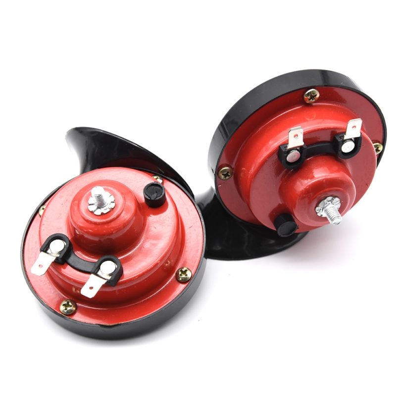 1 Pair Air Horn For Motorcycles Car Horn Chrome High Tone Low Tone Loud Sound Horn Signal Speakers Red Snail Horn Siren 12V - Image 4