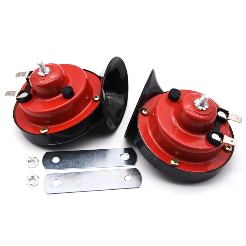 1 Pair Air Horn For Motorcycles Car Horn Chrome High Tone Low Tone Loud Sound Horn Signal Speakers Red Snail Horn Siren 12V - Image 5