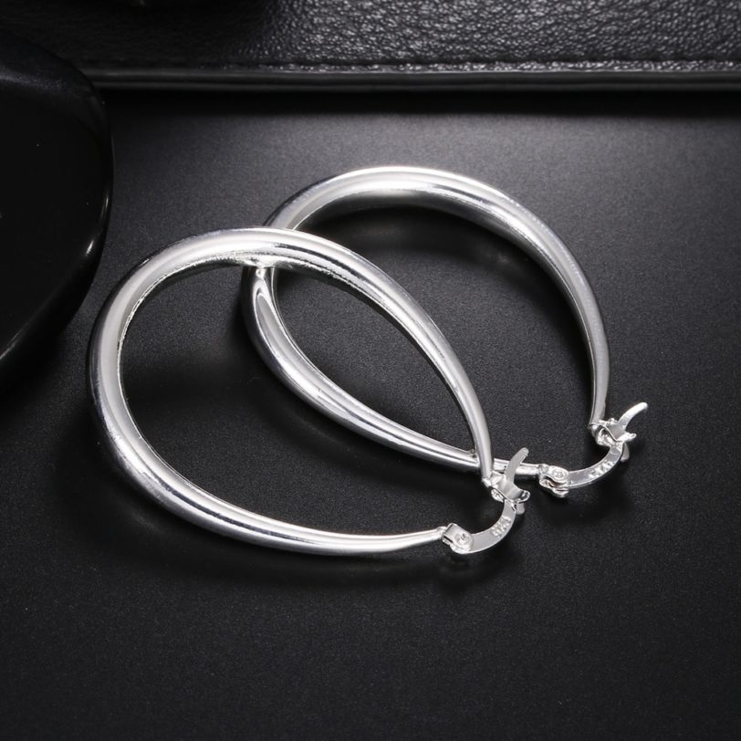 100% 41MM 925 Sterling Silver Smooth Circle Big Hoop Earrings For Women Lady Fashion Charm High Quality Wedding Jewelry Gift - Image 6