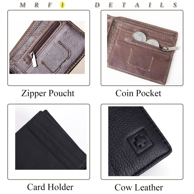 100% Genuine Leather Wallet Men New Brand Purses for men Black Brown Bifold Wallet RFID Blocking Wallets With Gift Box MRF7 - Image 6