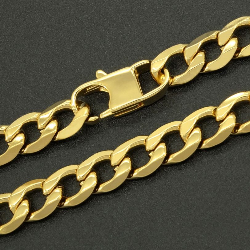 100% Stainless Steel Bracelet 6/8/12 mm 8 Inches Curb Cuban Chain Gold Color Bracelets for Men Women Free Shipping Factory Offer - Image 3