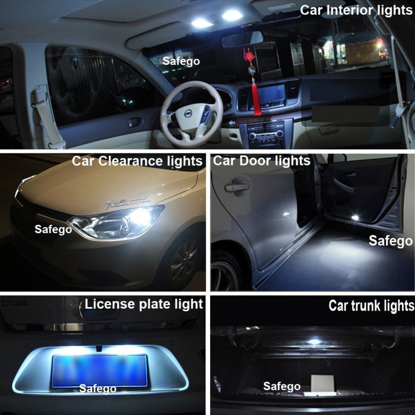 10pcs Car Interior Lamps T10 194 168 W5W COB 4 SMD LED CANBUS Silica Bright White
