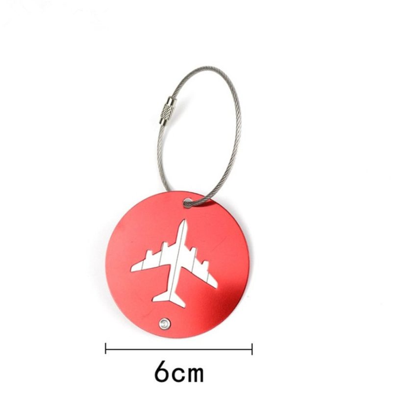 1PC Luggage Tag Travel Accessorie Aluminium Alloy Pendant Aircraft Pattern Round Name ID Address Holder Portable Baggage Label - Image 6