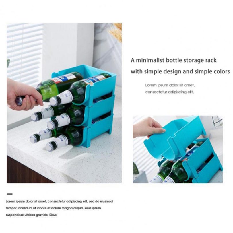 1PC Refrigerator Can Beer Wine Bottle Holder Rack Anti-skid Hollow Design PP Stackable Can Storage Stand for Kitchen Organizer - Image 5