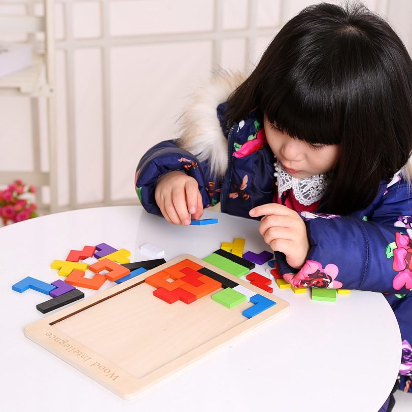 1PCS Wooden Jigsaw Puzzles Baby Toy Tangram Montessori Materials Educational Toys For Children Bricks Kids Learning Toys - Image 6