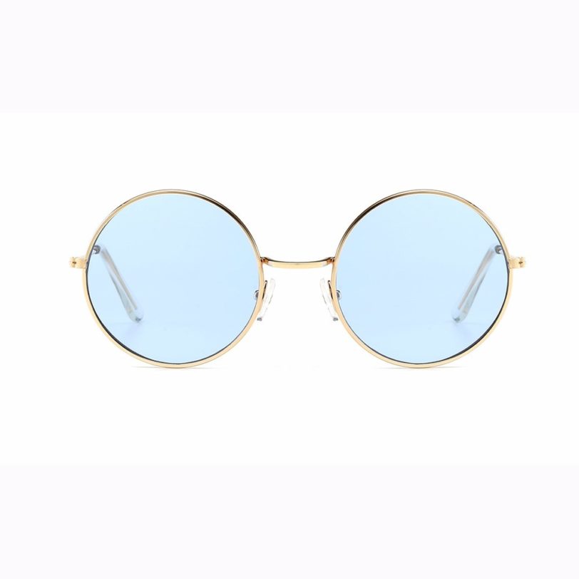 1pc Women Round novelty sunglasses New Hip hop Style Color Lenses Retro Glasses Unisex Metal Frame