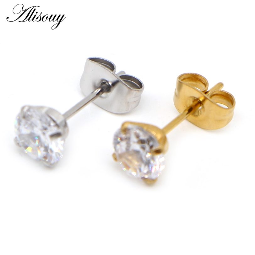 2-8mm Small Gold Silver Color Earrings Stone CZ Crystal Ear Studs Surgical Steel Cubic Zirconia Helix Earring Women Accessories - Image 2