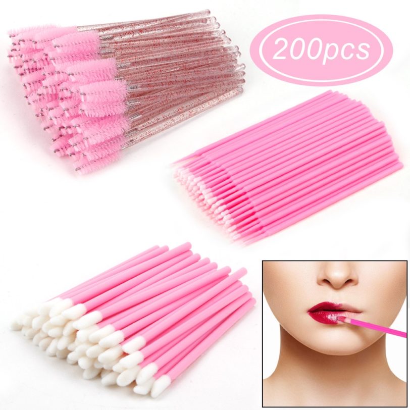 200Pcs Disposable Eyelash Brushes Lip Brush Cotton Swab Micro Wands Individual Eyelashes Microbrush Lash Extension Accessories