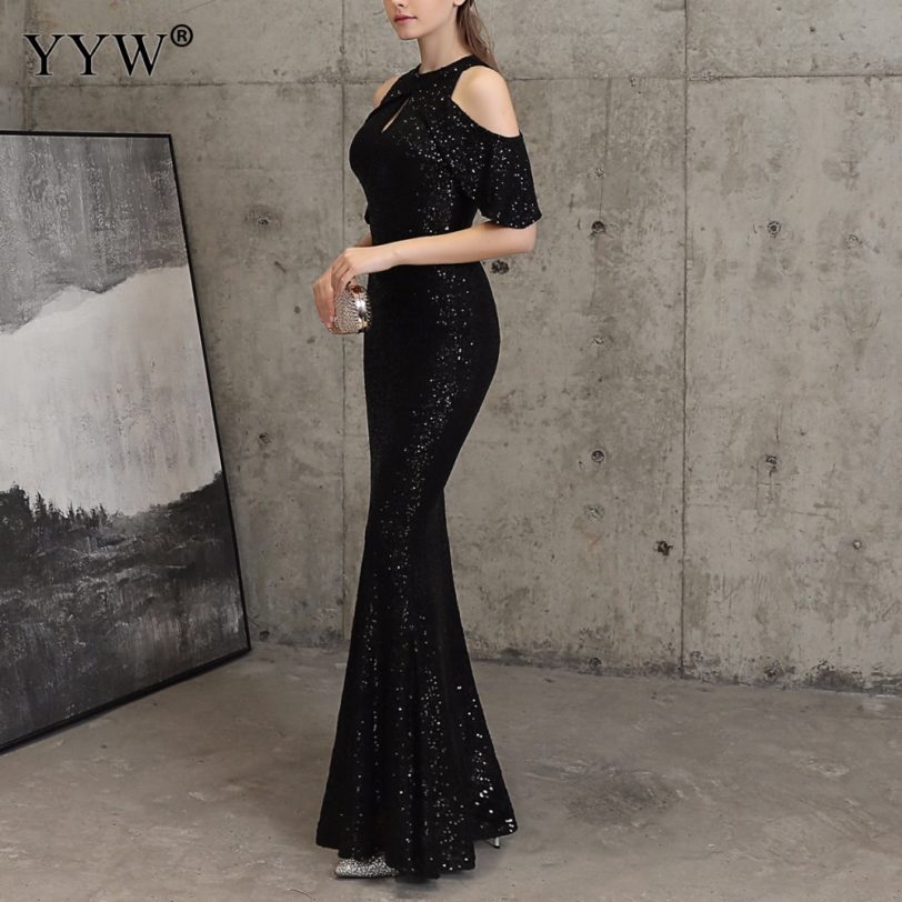 2020 Fashion Sequined Evening Dress Women Formal Dress Off Shoulder Evening Dresses Long Mermaid Dress Sequins 1