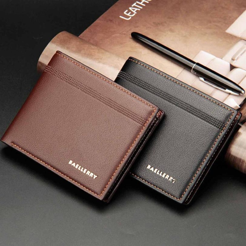 2020 Men Wallets Name Engraving Short Card Holder Male Purse High Quality Brand PU Leather Wallet For Men - Image 2