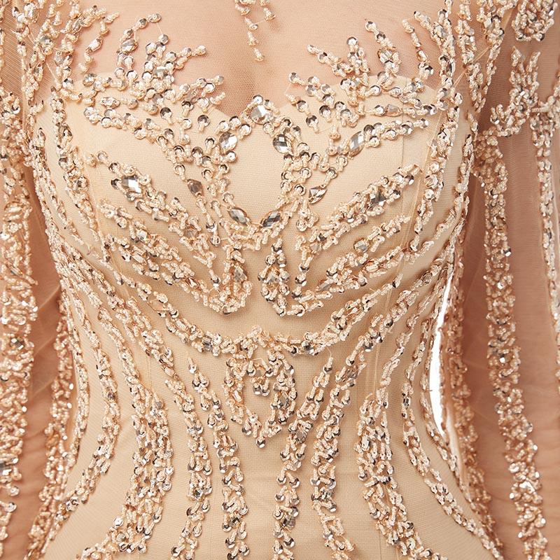 2021 Luxury Mermaid Sequins Sexy Sheath Dress Sparkly Prom Party Dresses Dubai Show Long Sleeves Sheer
