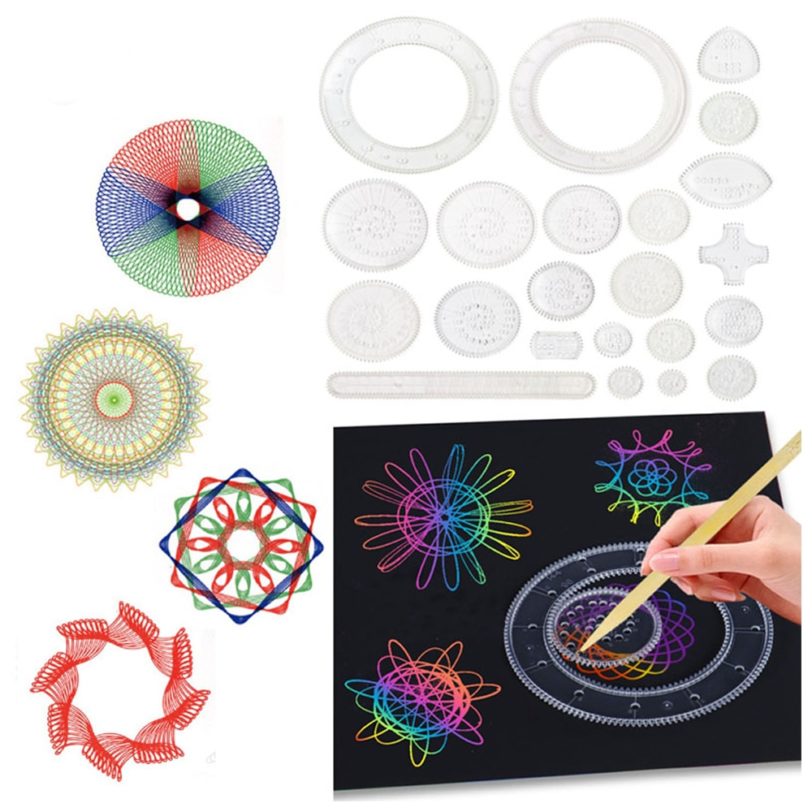 22pcs Spirograph Drawing Toys Set Interlocking Gears & Wheels Geometric Ruler Drawing Accessories Creative Educational Kids Toy - Image 2