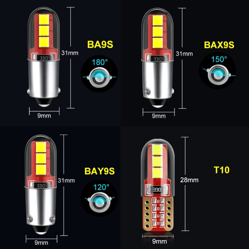 2Pcs BA9S LED BAX9S H21W BAY9s T10 W5W LED Bulbs H6W T4W Car Reverse Lights Auto Parking License Plate Interior Map Dome Lamps - Image 4