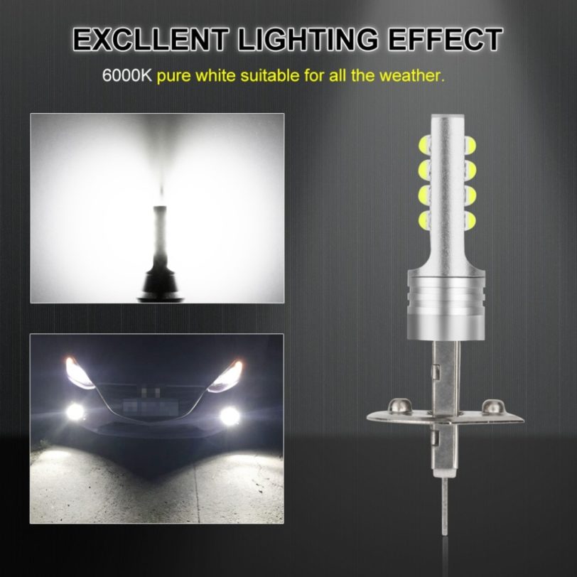 2Pcs H1 H3 LED Bulb Super Bright 12 3535SMD Car Fog Lights 12V 24V 6000K White Driving Day Running Lamp Auto - Image 2