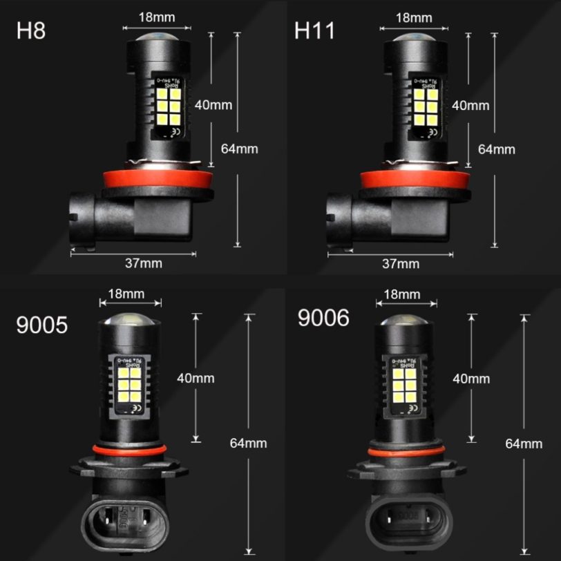 2Pcs H8 H11 Led HB4 9006 HB3 9005 Fog Lights Bulb 3030SMD 1200LM 6000K White Car Driving Running Lamp Auto Leds Light 12V 24V - Image 6