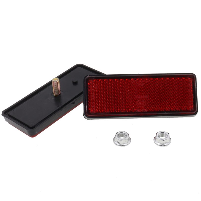 2Pcs Light Rear Reflector for ATV Motorcycle Dirt Bike Scooter Quad Red Rectangle Reflector Sticker