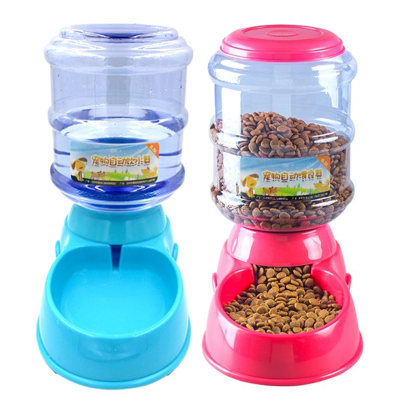 3.5L Dog Cat Feeder Bowl Automatic Pet Water Dispenser Drinking Fountain Bottle Plastic Pet Feeding Drinker Water Bowl