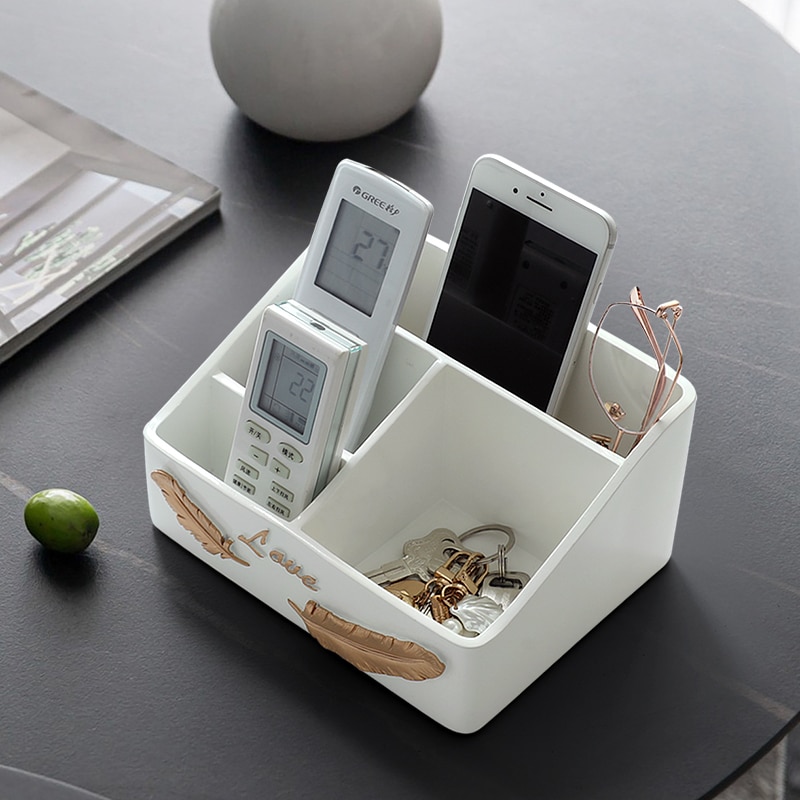 3 Lattice Resin Storage Box Home Office Desk Bedroom Make Up Organizer Box Mobile TV Remote
