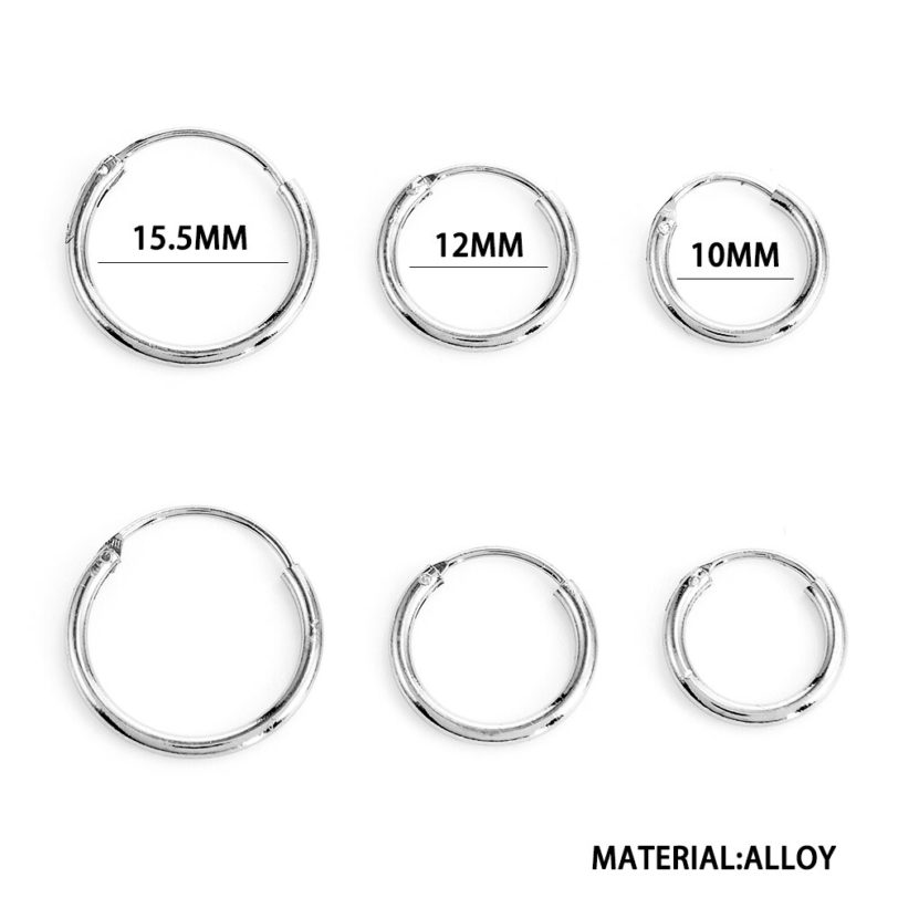 3 Pair/Set Fashion Women Girl Simple Round Circle Small Ear Stud Earring Punk Hip-hop Earrings Jewelry 3 Size - Image 2