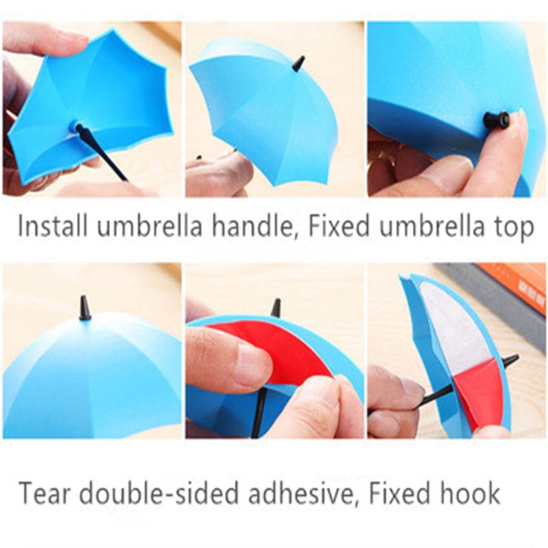 3Pcs set Umbrella Shaped Creative Key Hanger Rack Decorative Holder Wall Hook Kitchen Organizer Bathroom Accessory 4