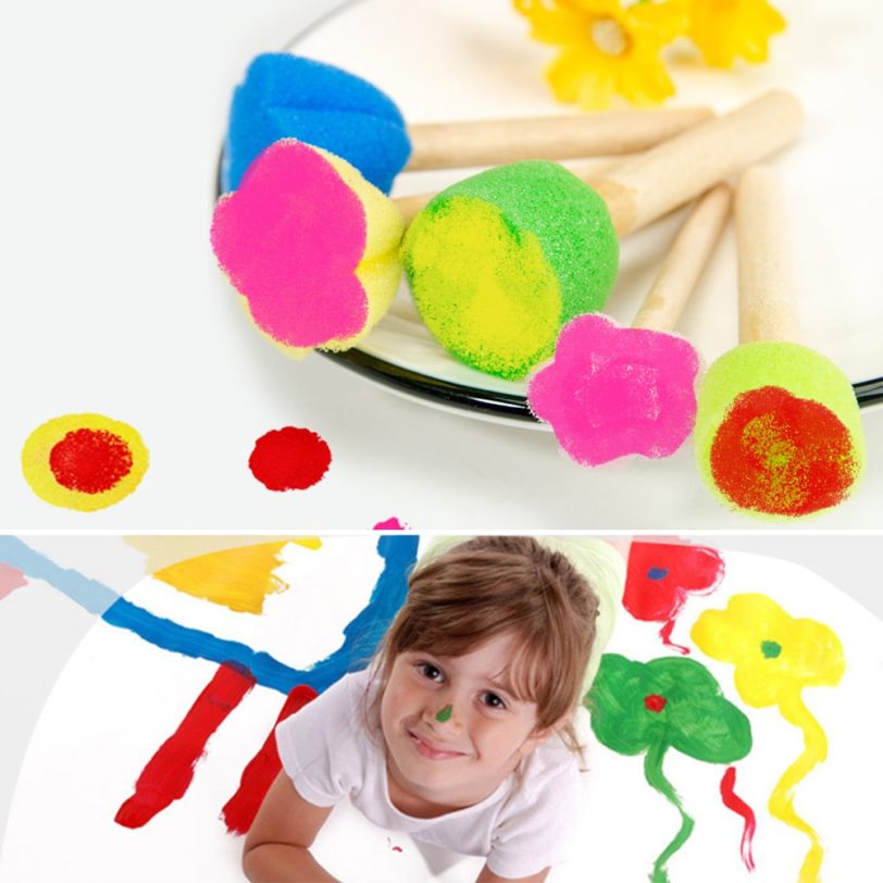 5pcs/4pcs/3pcs Kids Sponge Stamp Kits Toddler Flower Drawing Toys for Children Paint Educational Art and Craft Boys Girls Game - Image 2