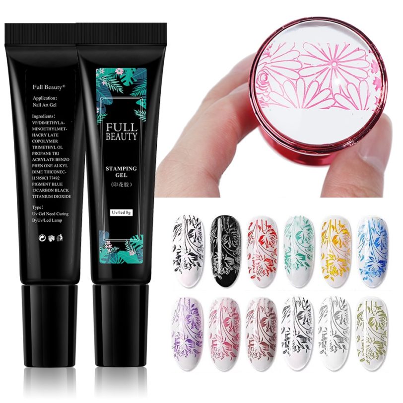 8ml Varnish Gel For Nail Stamping Black White Nail Art Templates Printing Gel Soak Off UV Decoration Primer Manicure Tool BE1793