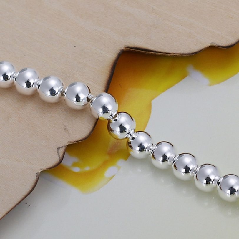 925 Sterling silver Bracelets fashion Jewelry charm women Chain lady wedding 6MM beads Chain factory price free shipping - Image 4