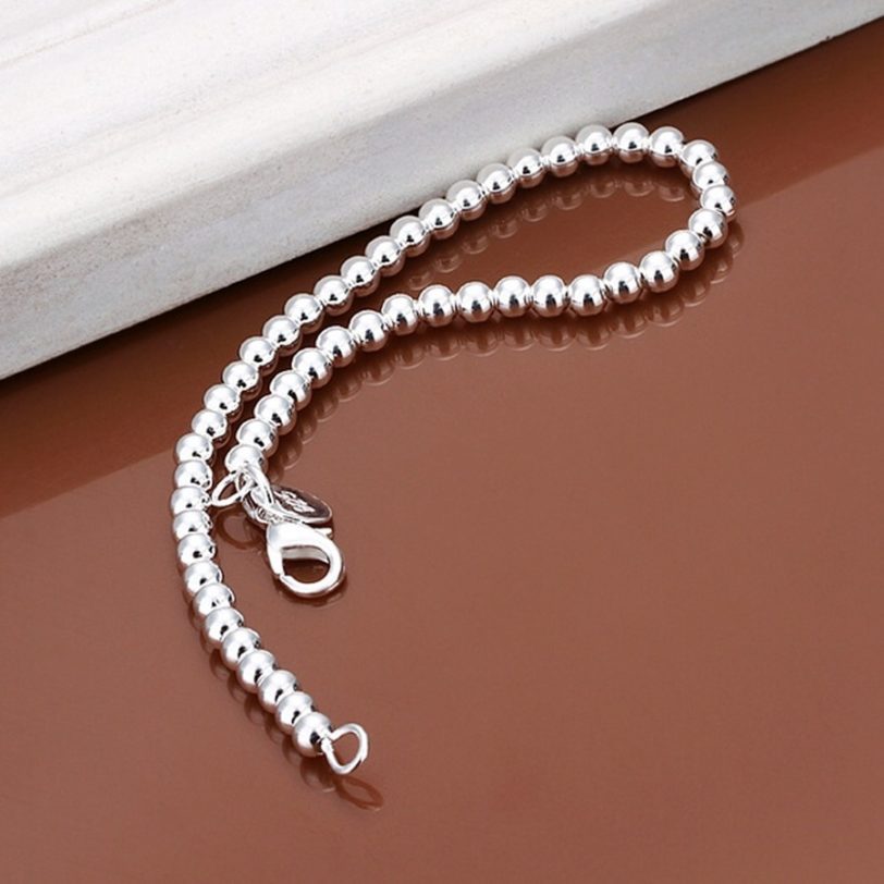 925 Sterling silver Bracelets fashion Jewelry charm women Chain lady wedding 6MM beads Chain factory price free shipping - Image 2