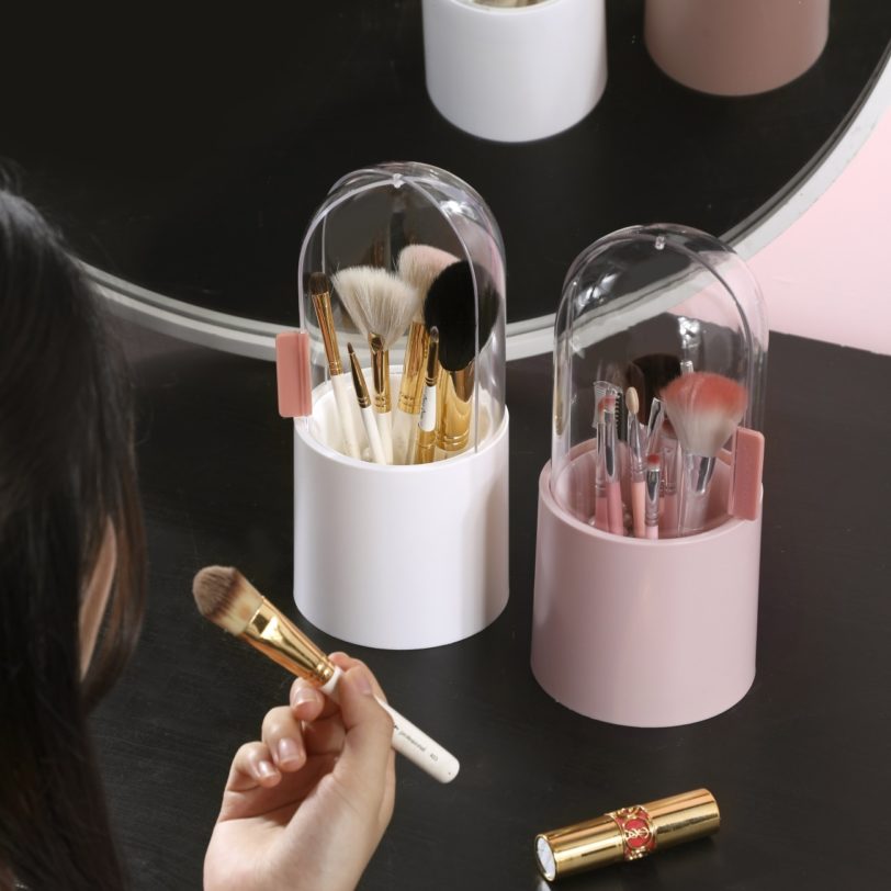 Acrylic Cosmetic Organizer Box Transparent Rotating Makeup Brush Case Nail Polish Lipstick Holder Eyebrow Pencil Storage Tube - Image 5