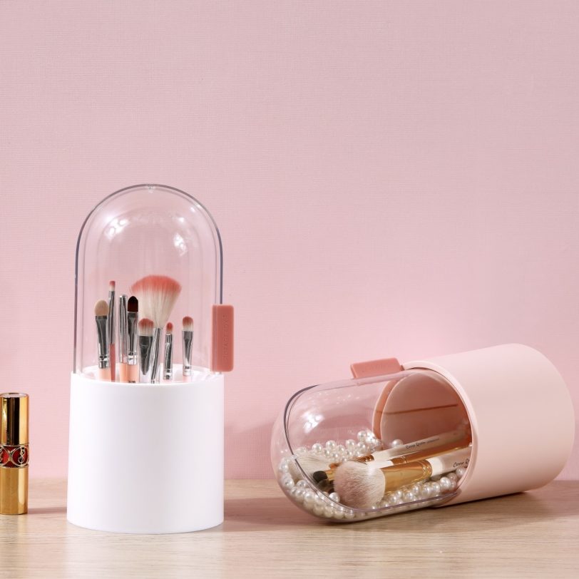 Acrylic Cosmetic Organizer Box Transparent Rotating Makeup Brush Case Nail Polish Lipstick Holder Eyebrow Pencil Storage Tube - Image 6