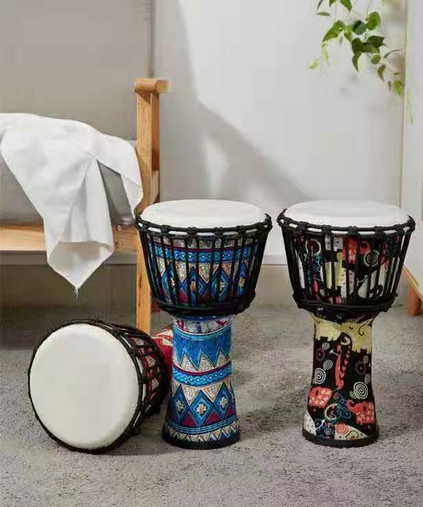 African drum Tambourine Fabric Sheepskin Mahogany Wooden drum 8 10 12 inch Kindergarten beginner color musical