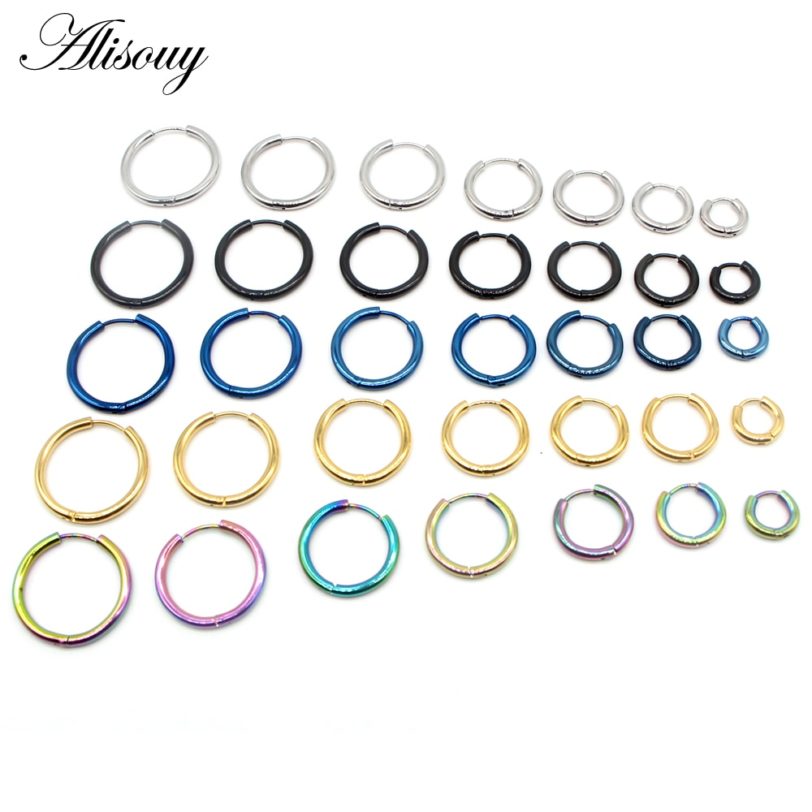 Alisouy 2pcs Stainless Steel 1.6/2/2.5/3/5mm Thick Women Men Circle Clip Round Hoop Earrings Ear Helix Punk Piercing Jewelry - Image 4