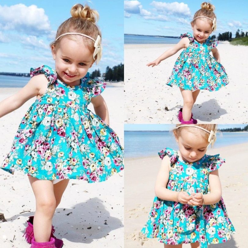 Baby Dress 2020 Lovely Summer Infant Baby Girl Ruffle Floral Dress Sundress Briefs Outfits Clothes Set - Image 2