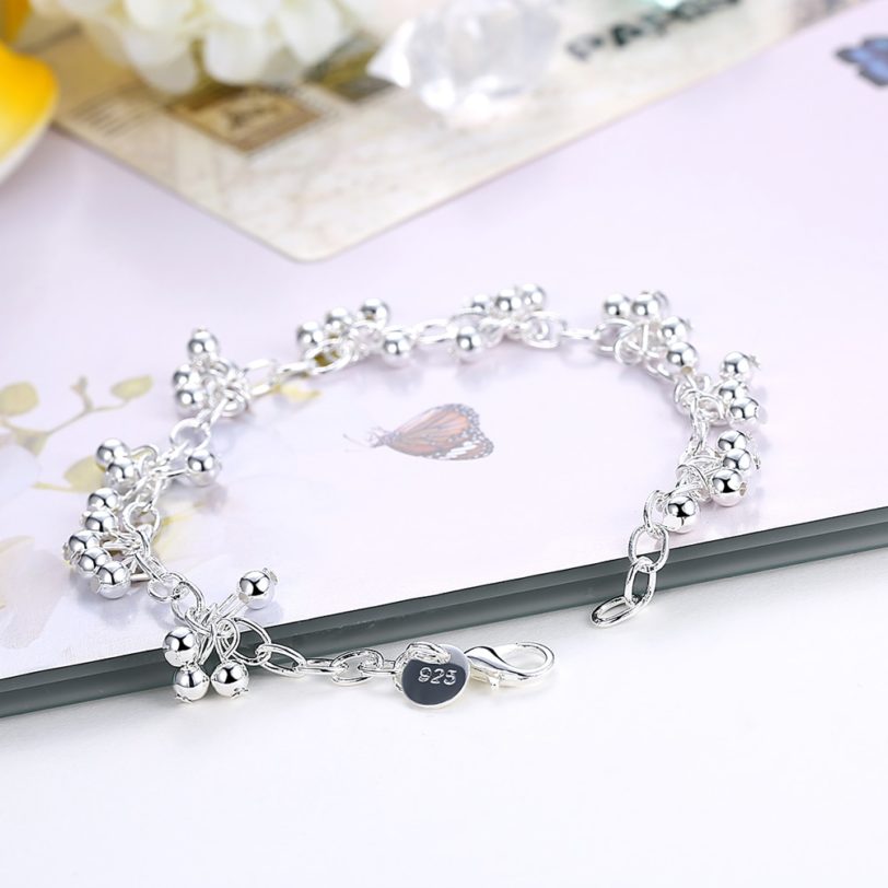 Beautiful 925 Sterling silver bracelets nice for wedding women chain Bracelet Charm beads fashion gorgeous jewelry wholesale - Image 2